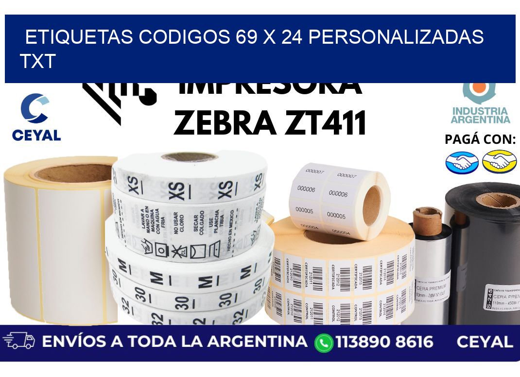 etiquetas codigos 69 x 24 personalizadas txt