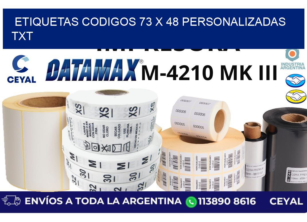 etiquetas codigos 73 x 48 personalizadas txt