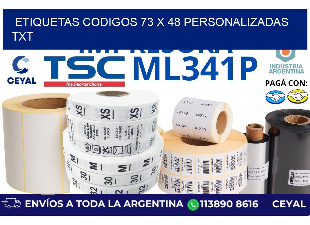 etiquetas codigos 73 x 48 personalizadas txt