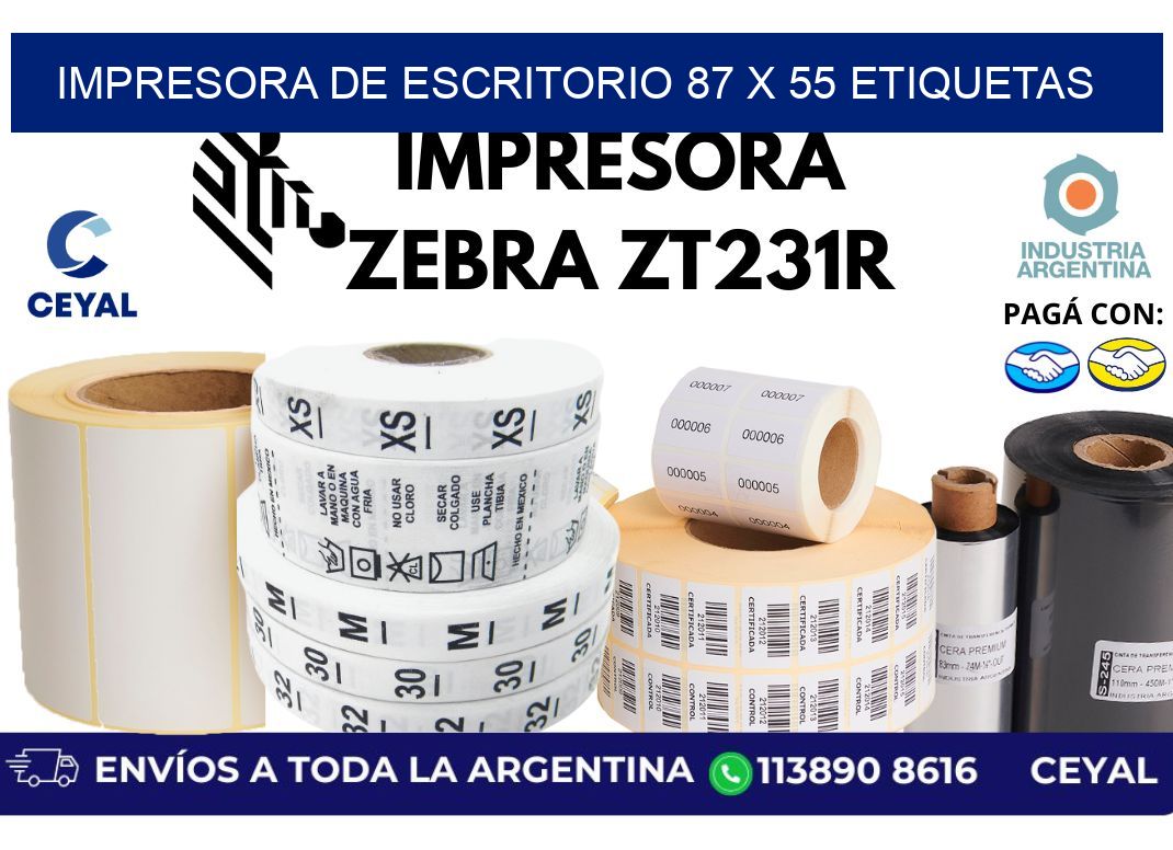 impresora de escritorio 87 x 55 etiquetas