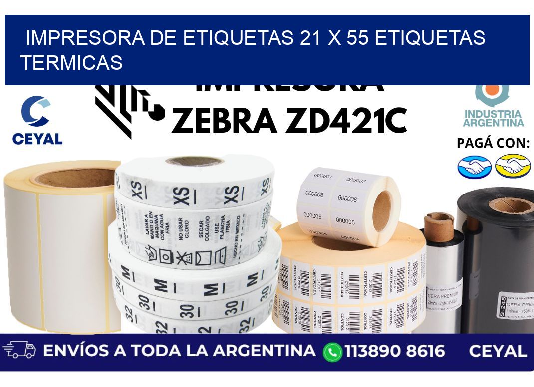 impresora de etiquetas 21 x 55 etiquetas termicas