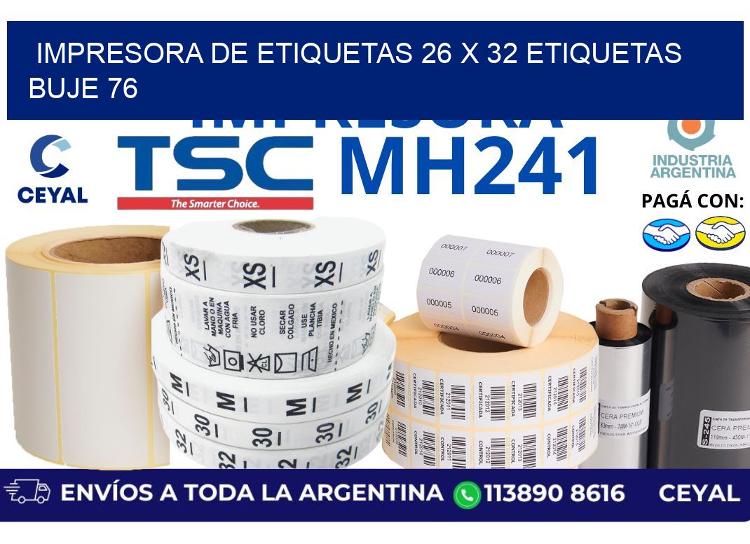 impresora de etiquetas 26 x 32 etiquetas buje 76