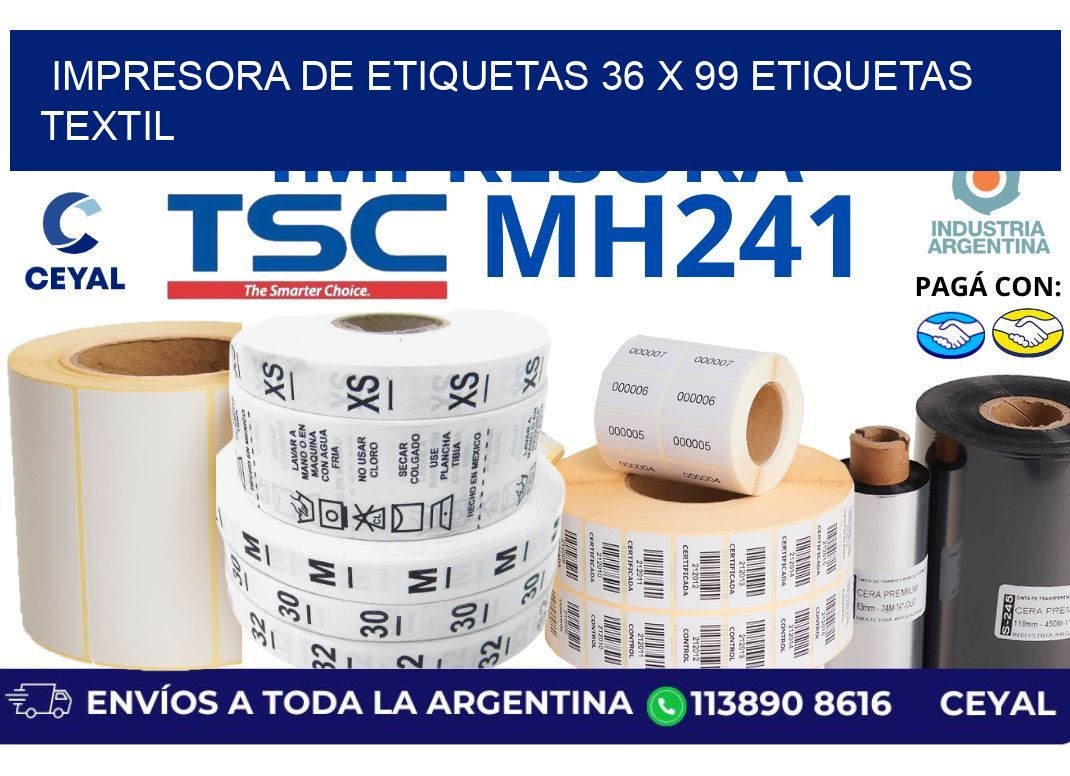 impresora de etiquetas 36 x 99 etiquetas textil