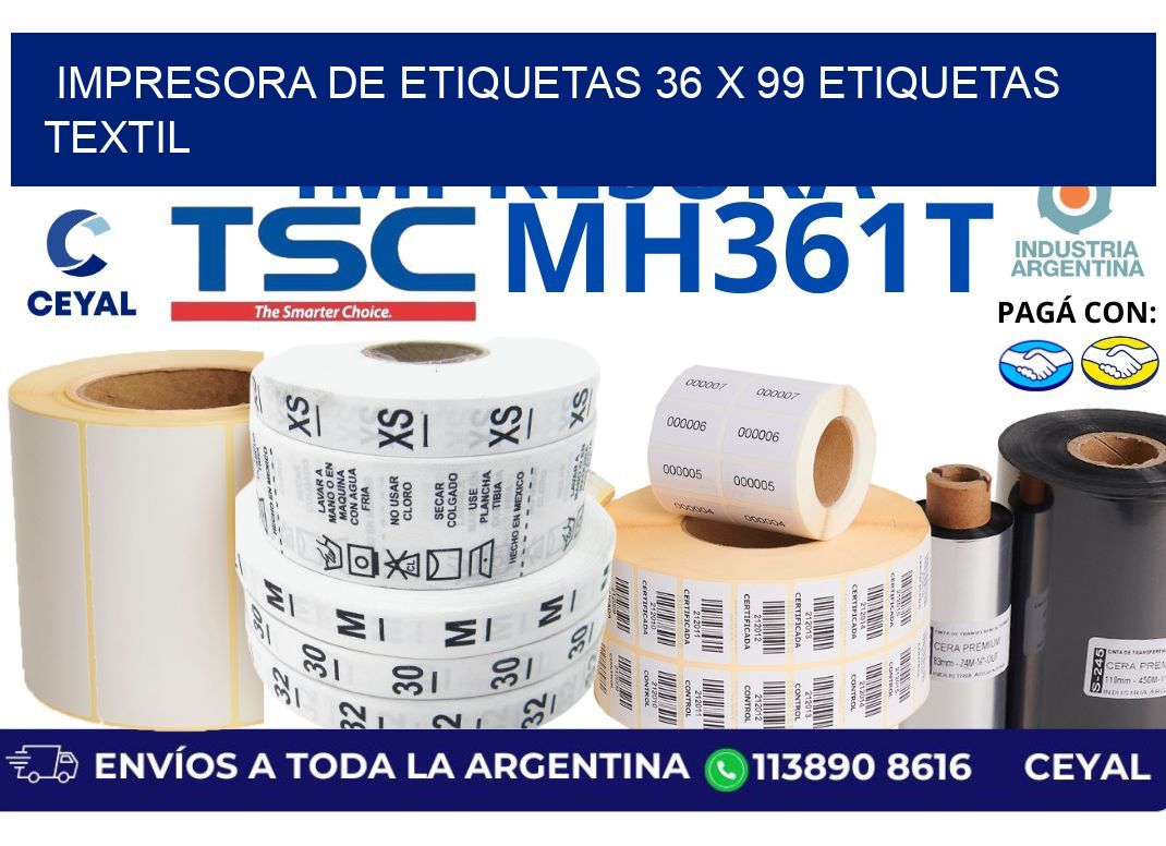 impresora de etiquetas 36 x 99 etiquetas textil