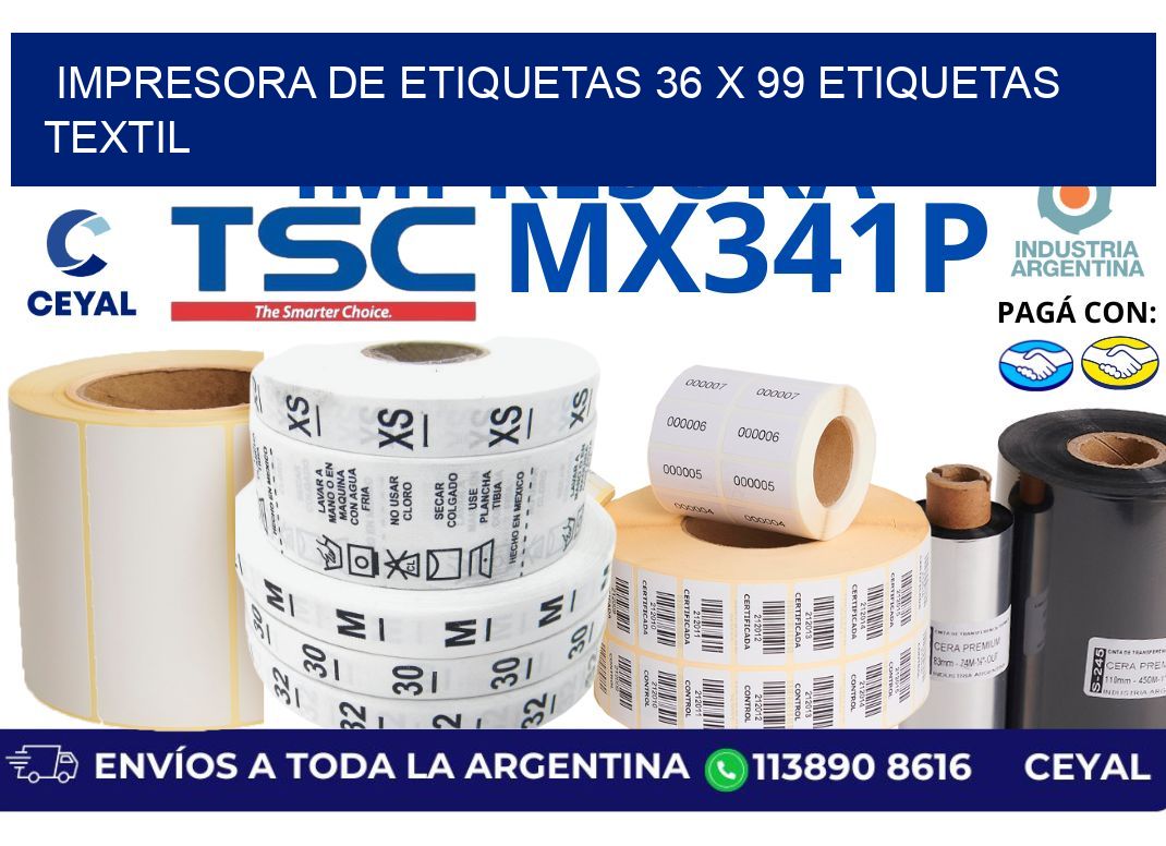 impresora de etiquetas 36 x 99 etiquetas textil