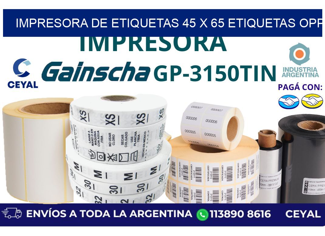 impresora de etiquetas 45 x 65 etiquetas opp