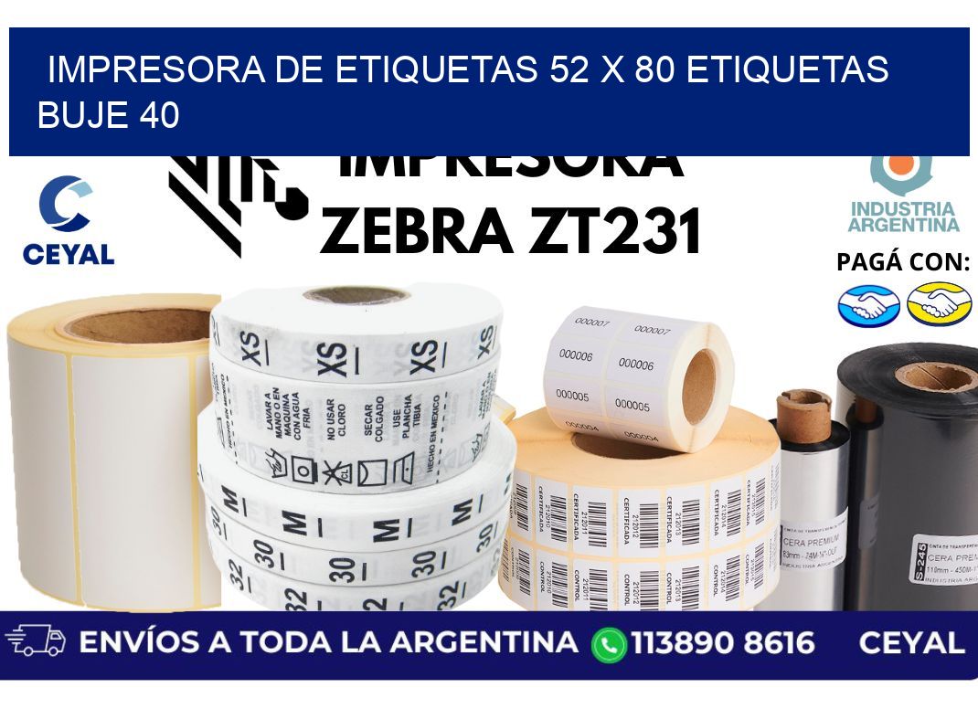 impresora de etiquetas 52 x 80 etiquetas buje 40