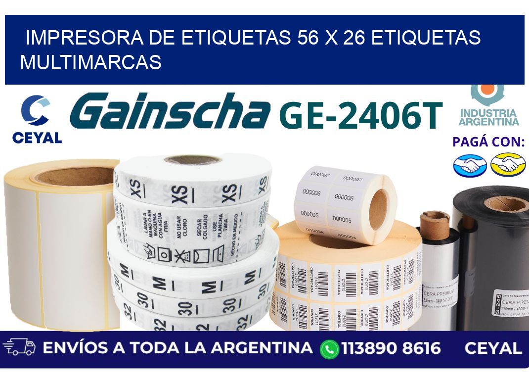 impresora de etiquetas 56 x 26 etiquetas multimarcas