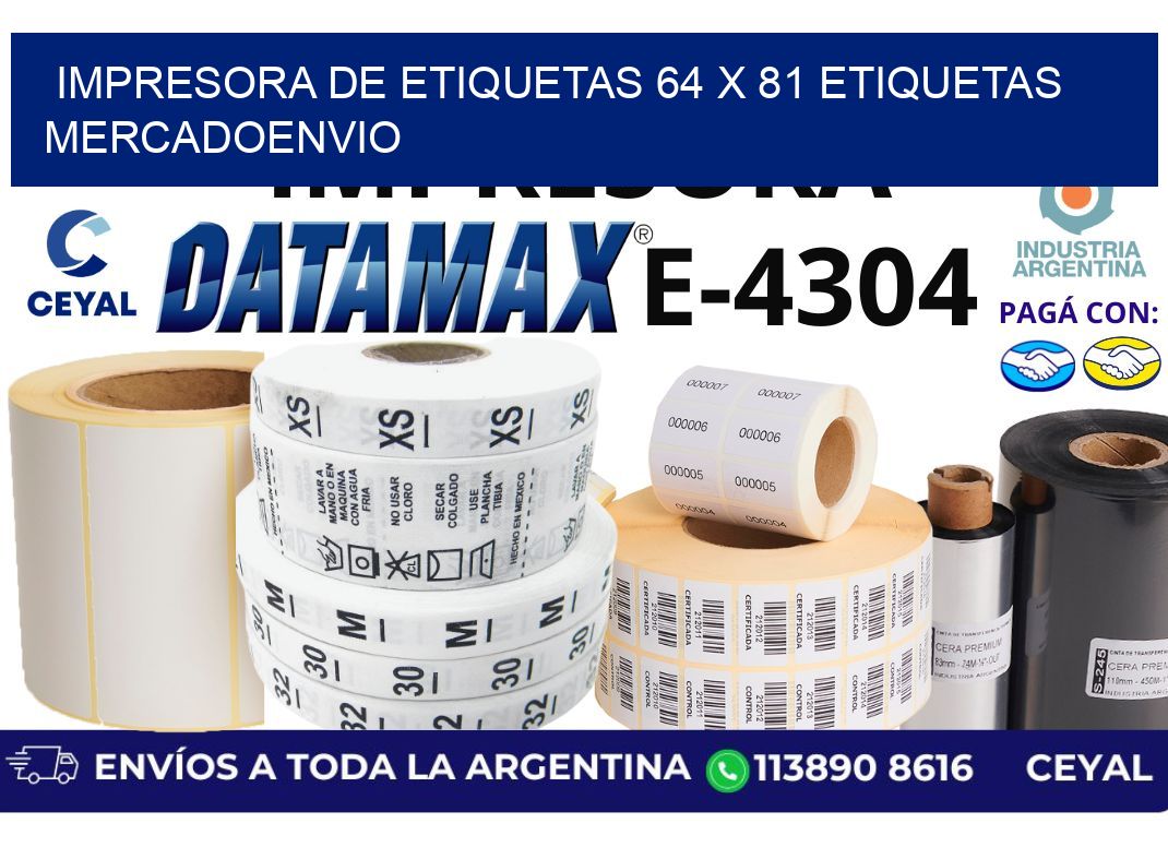 impresora de etiquetas 64 x 81 etiquetas mercadoenvio