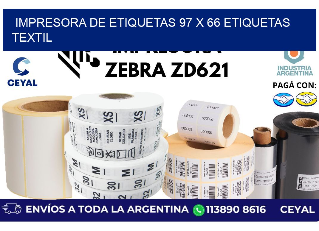 impresora de etiquetas 97 x 66 etiquetas textil