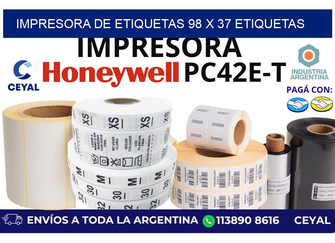 impresora de etiquetas 98 x 37 etiquetas