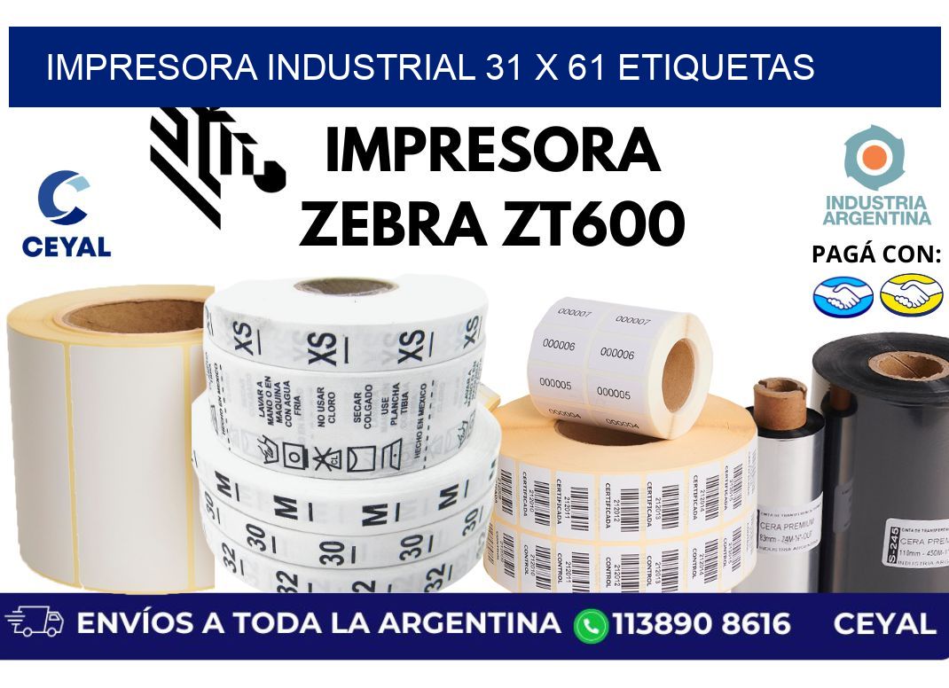 impresora industrial 31 x 61 etiquetas