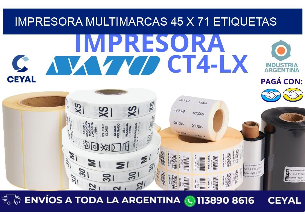 impresora multimarcas 45 x 71 etiquetas