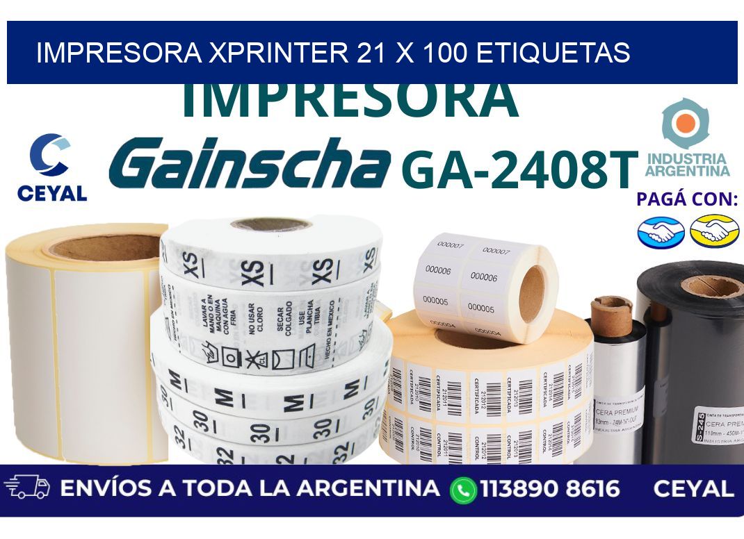 impresora xprinter 21 x 100 etiquetas
