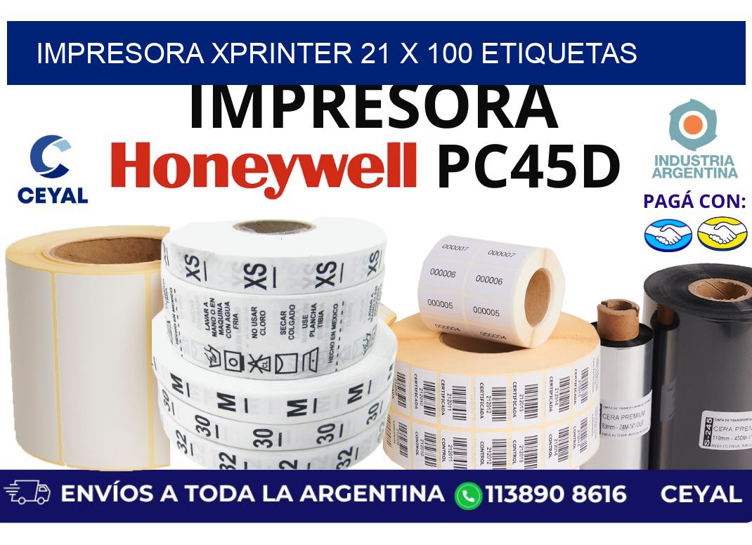 impresora xprinter 21 x 100 etiquetas