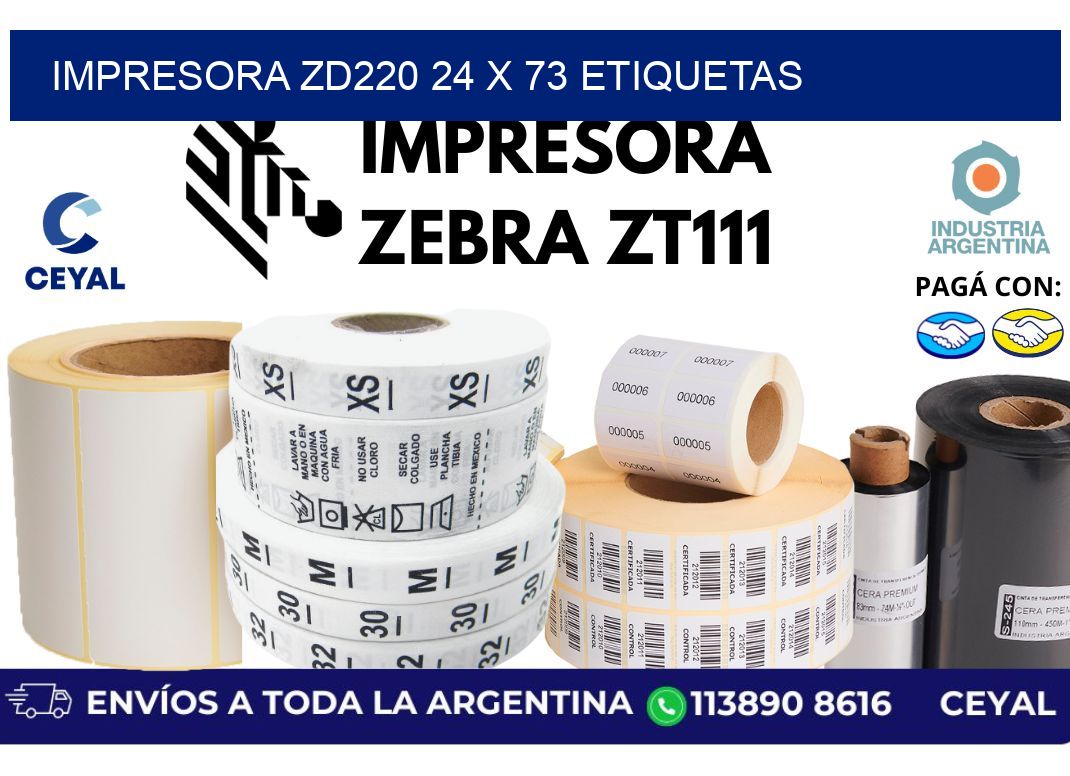 impresora zd220 24 x 73 etiquetas