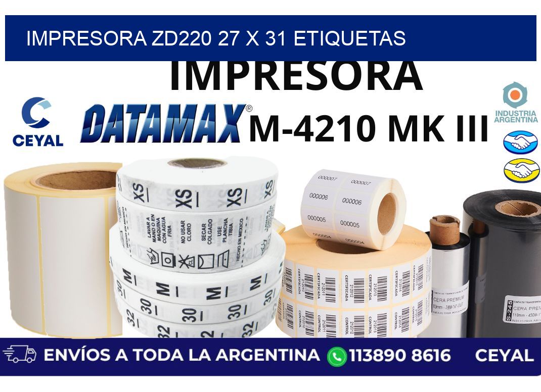 impresora zd220 27 x 31 etiquetas
