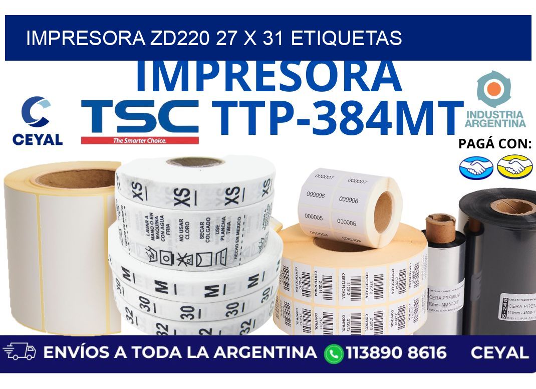 impresora zd220 27 x 31 etiquetas