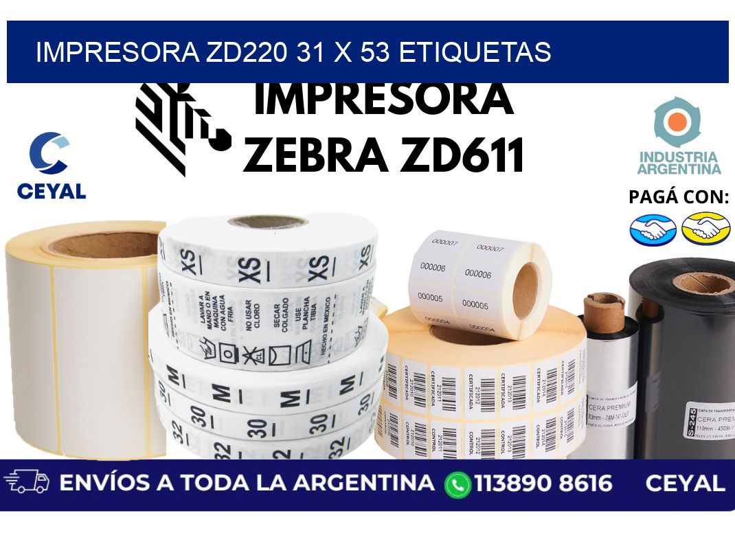 impresora zd220 31 x 53 etiquetas