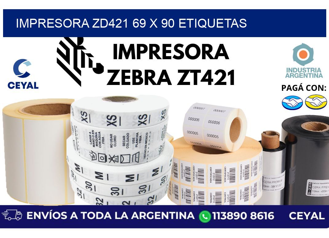 impresora zd421 69 x 90 etiquetas
