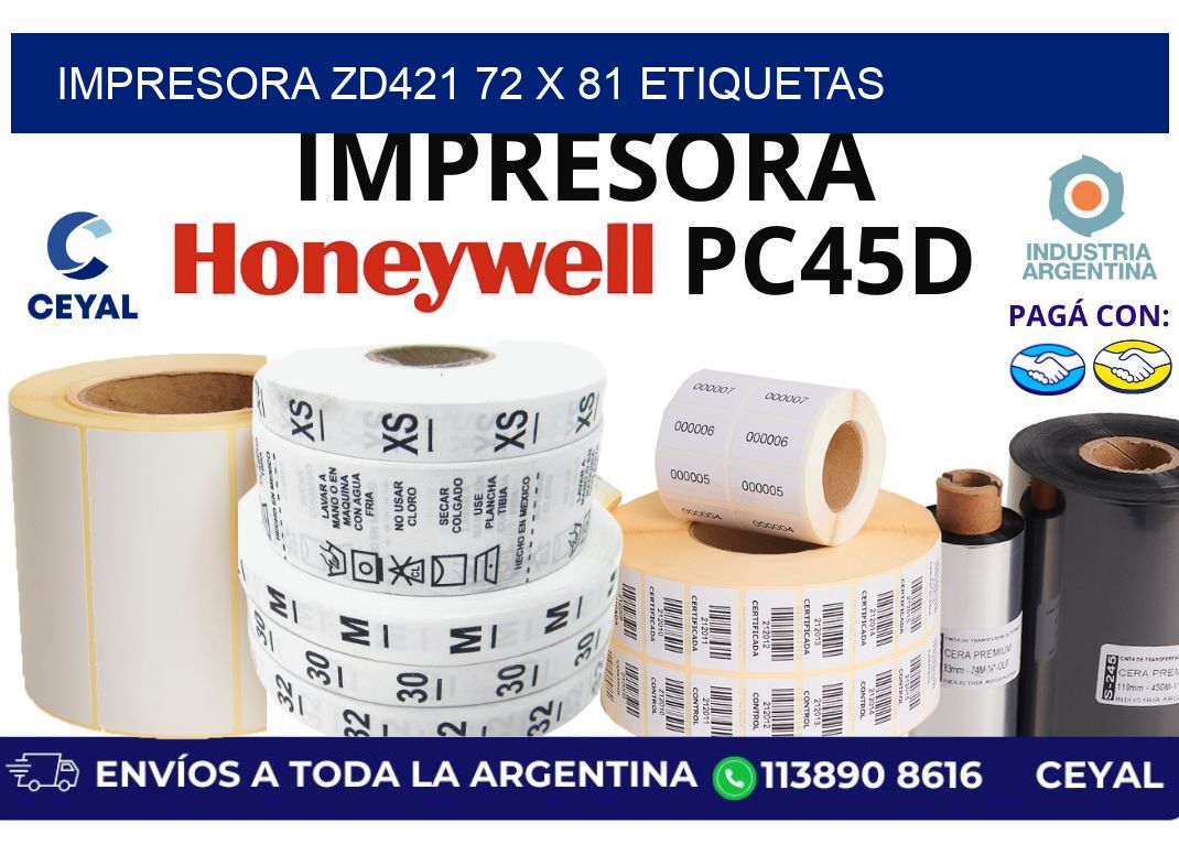 impresora zd421 72 x 81 etiquetas