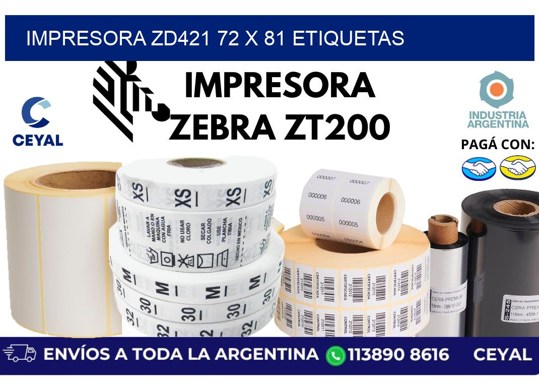 impresora zd421 72 x 81 etiquetas