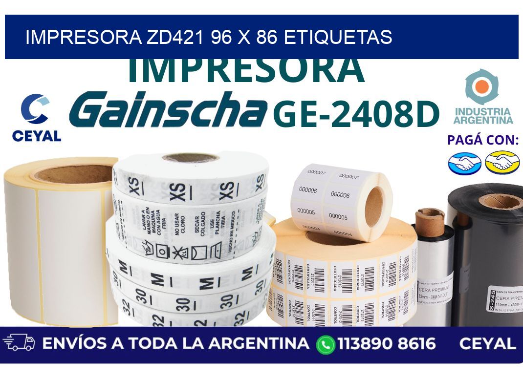 impresora zd421 96 x 86 etiquetas