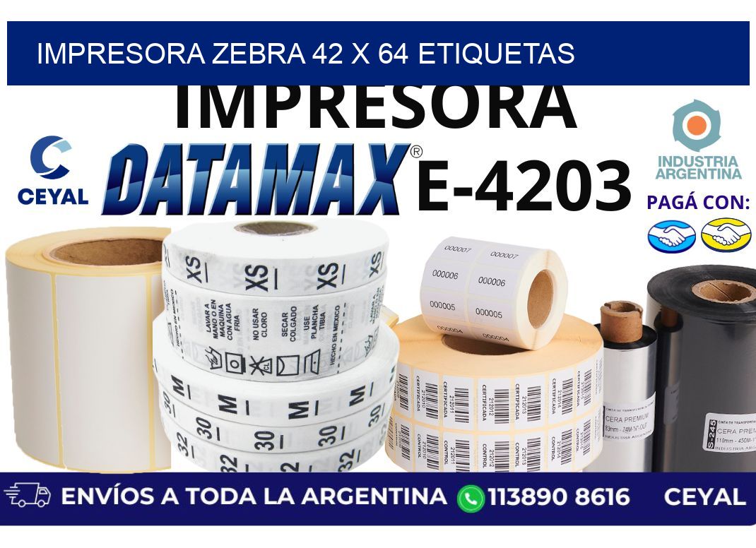 impresora zebra 42 x 64 etiquetas