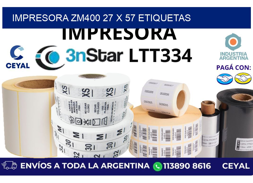 impresora zm400 27 x 57 etiquetas