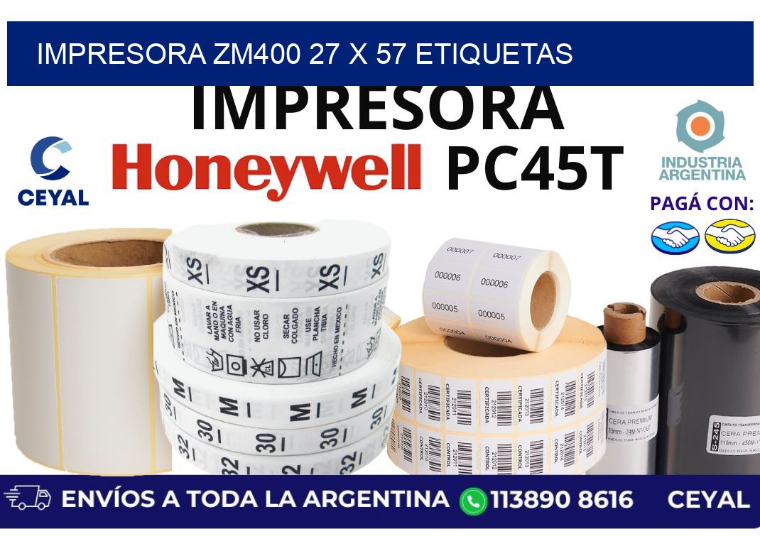 impresora zm400 27 x 57 etiquetas