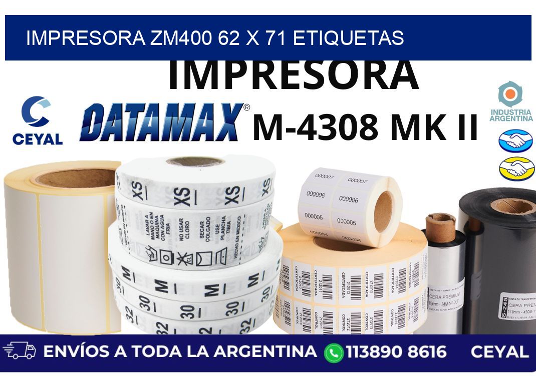impresora zm400 62 x 71 etiquetas