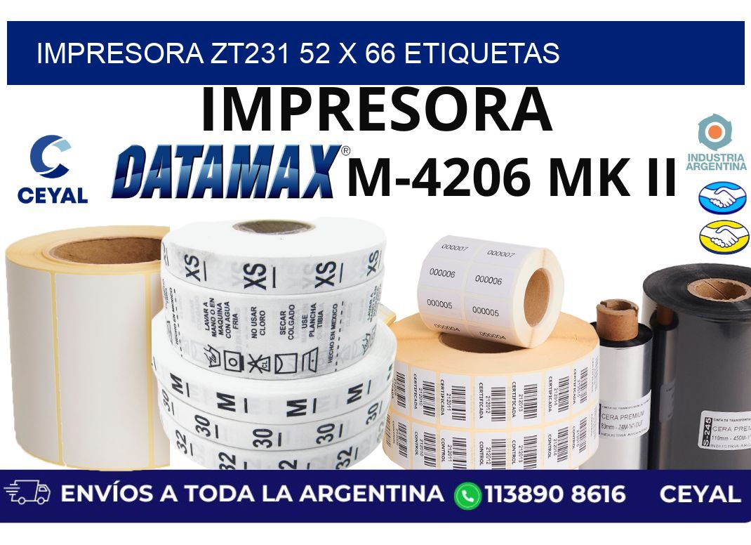 impresora zt231 52 x 66 etiquetas