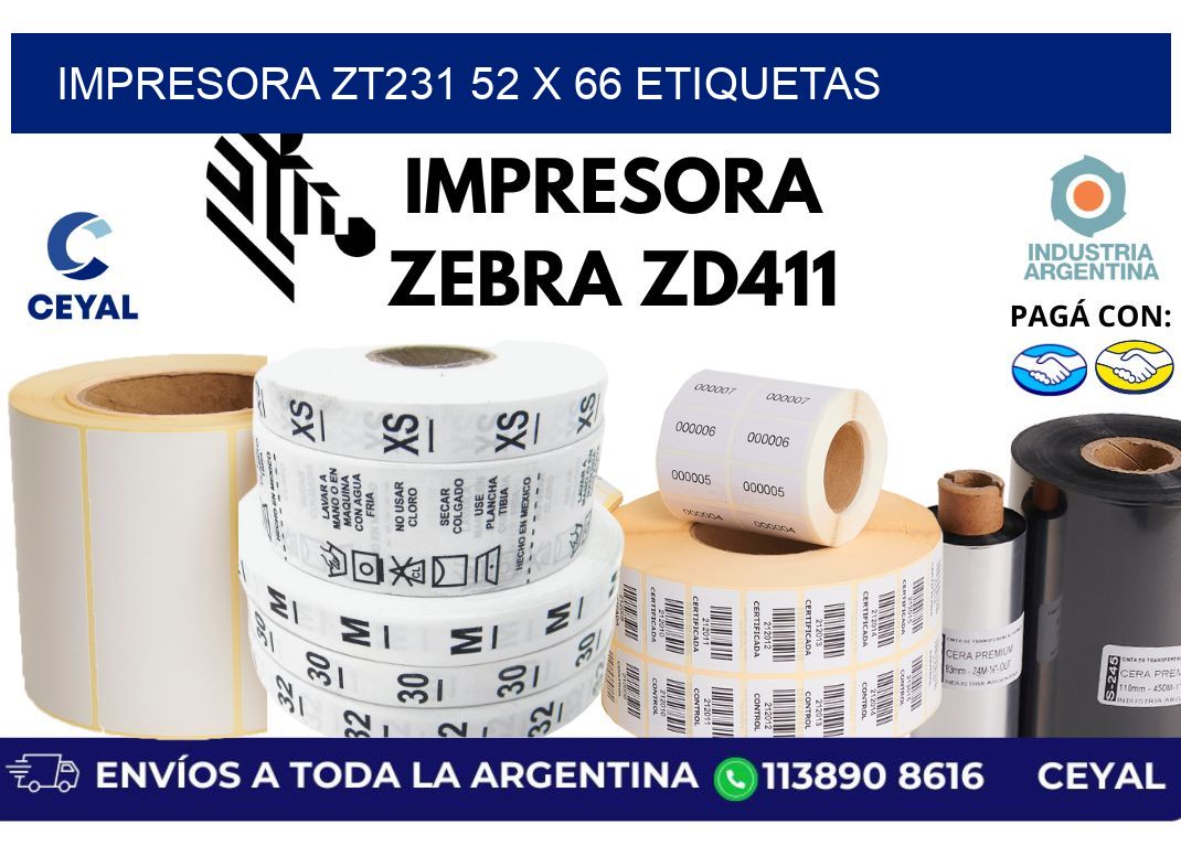 impresora zt231 52 x 66 etiquetas