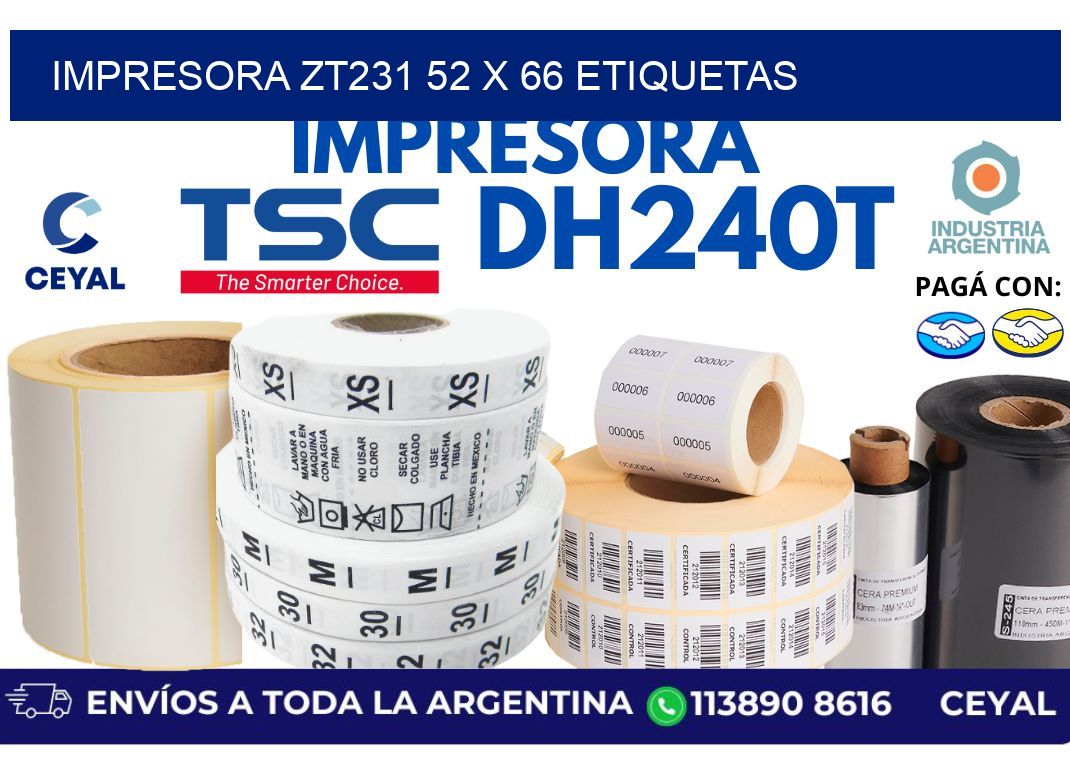 impresora zt231 52 x 66 etiquetas