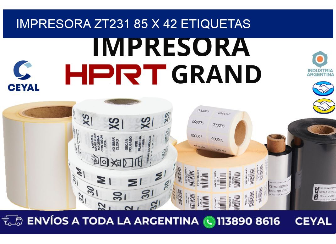 impresora zt231 85 x 42 etiquetas