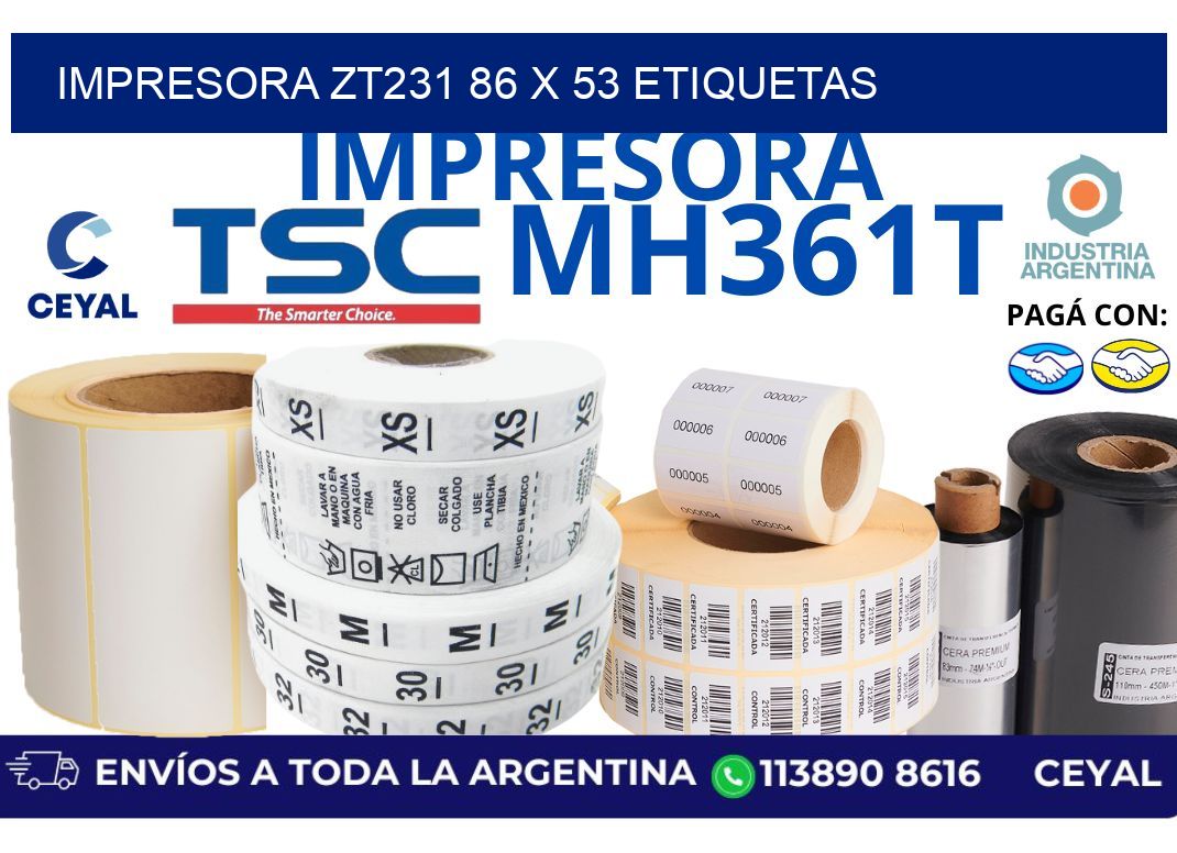 impresora zt231 86 x 53 etiquetas