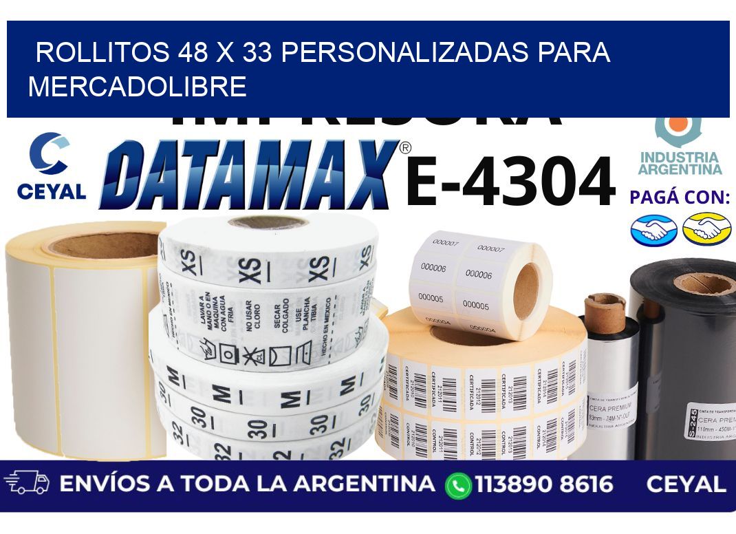 rollitos 48 x 33 personalizadas para mercadolibre