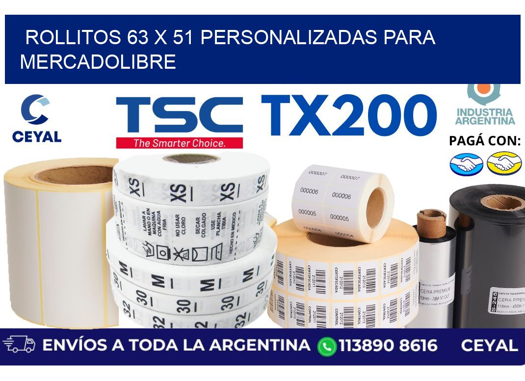 rollitos 63 x 51 personalizadas para mercadolibre