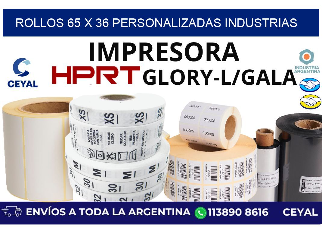 rollos 65 x 36 personalizadas industrias
