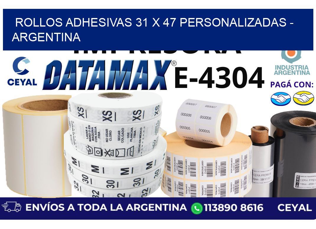 rollos adhesivas 31 x 47 personalizadas - Argentina