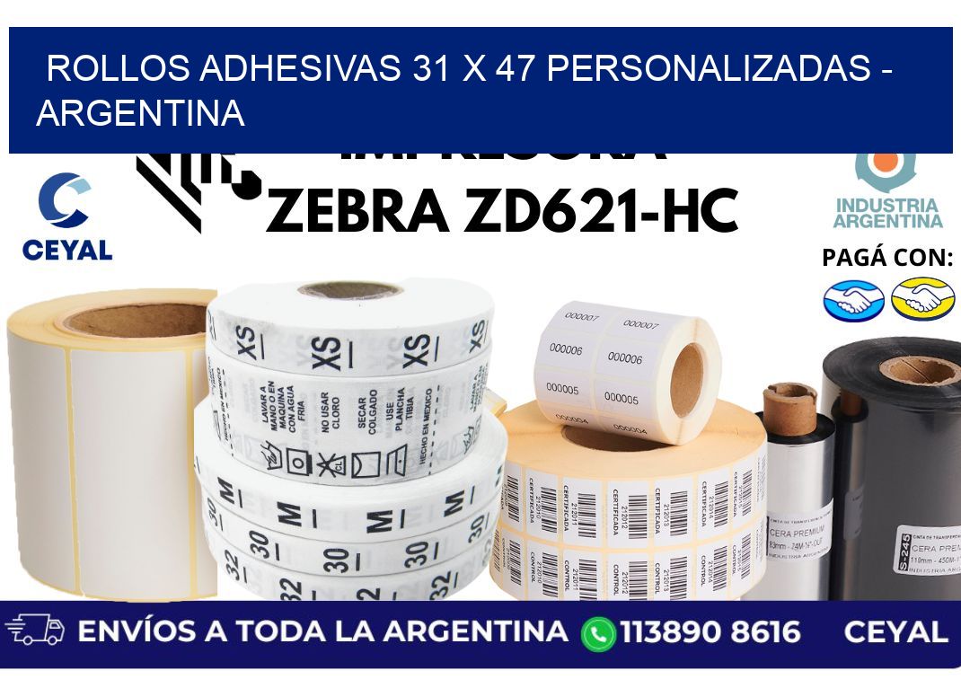 rollos adhesivas 31 x 47 personalizadas – Argentina