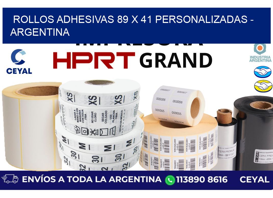 rollos adhesivas 89 x 41 personalizadas – Argentina