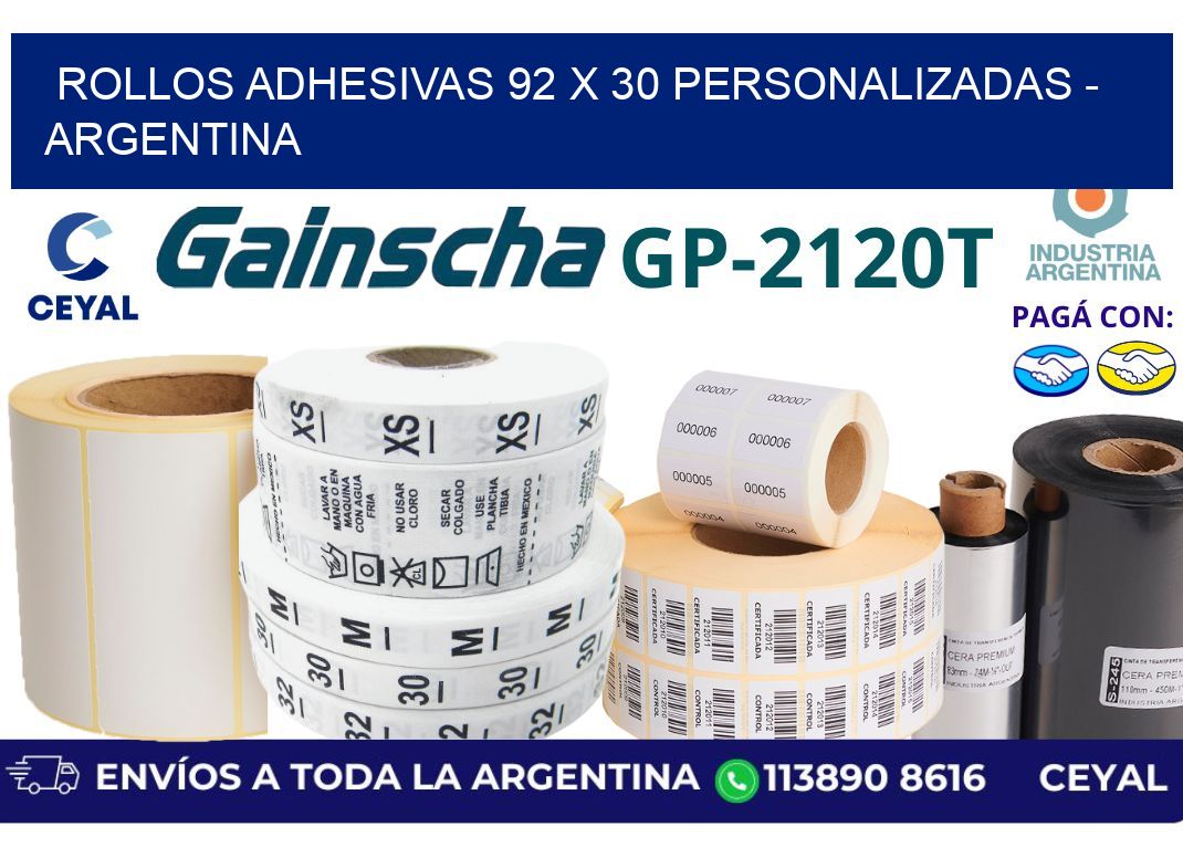rollos adhesivas 92 x 30 personalizadas - Argentina