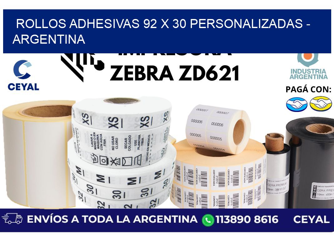 rollos adhesivas 92 x 30 personalizadas - Argentina