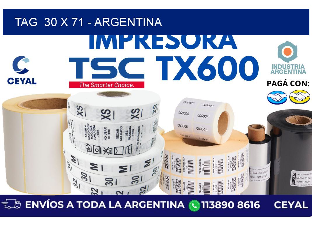tag  30 x 71 - Argentina