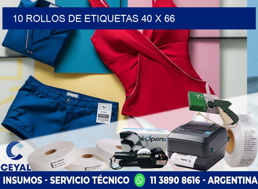 10 ROLLOS DE ETIQUETAS 40 x 66