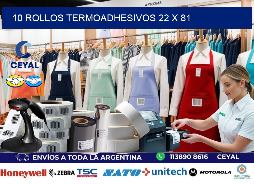 10 ROLLOS TERMOADHESIVOS 22 x 81