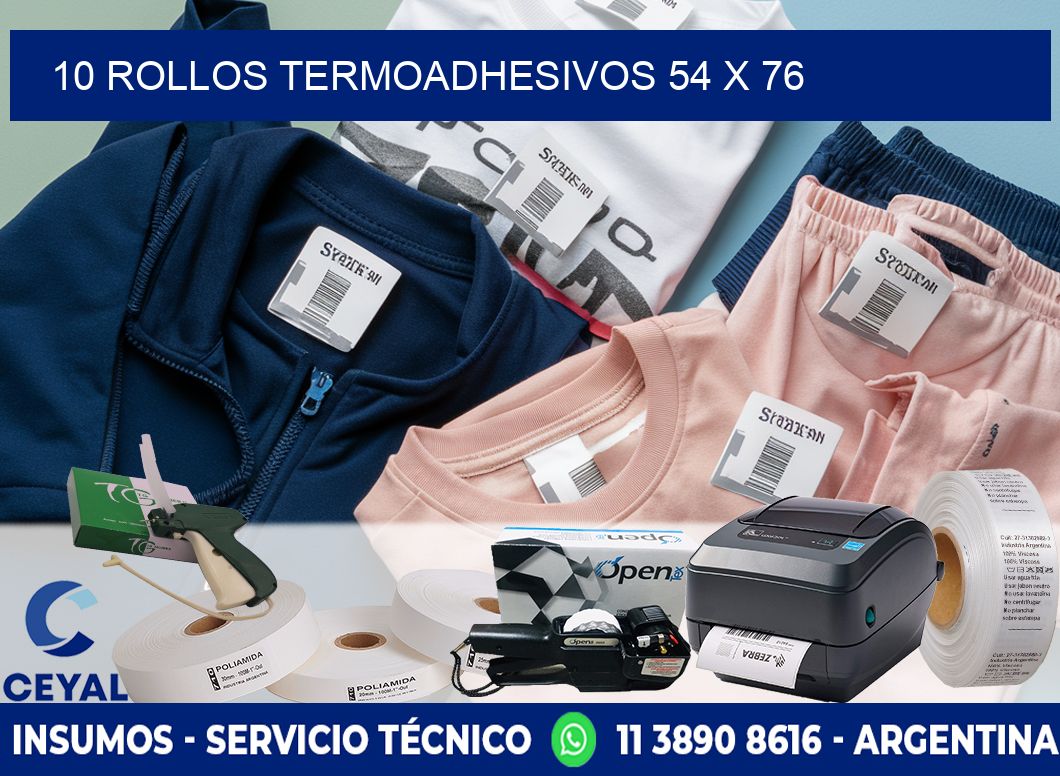 10 ROLLOS TERMOADHESIVOS 54 x 76