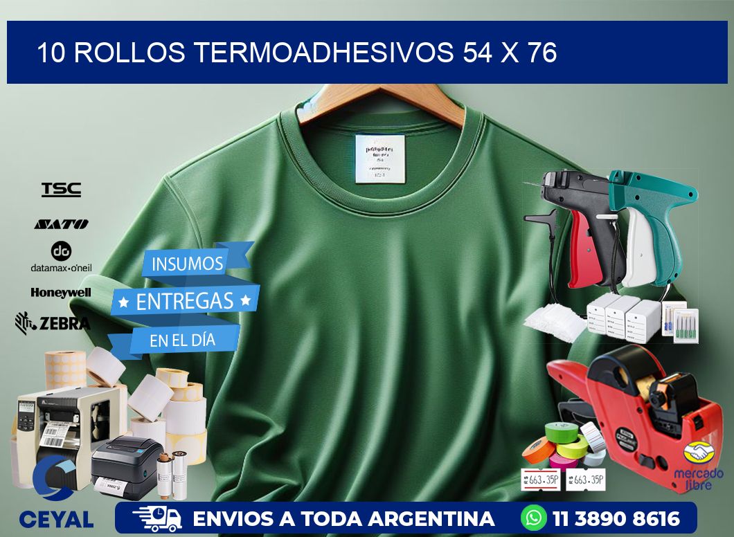 10 ROLLOS TERMOADHESIVOS 54 x 76