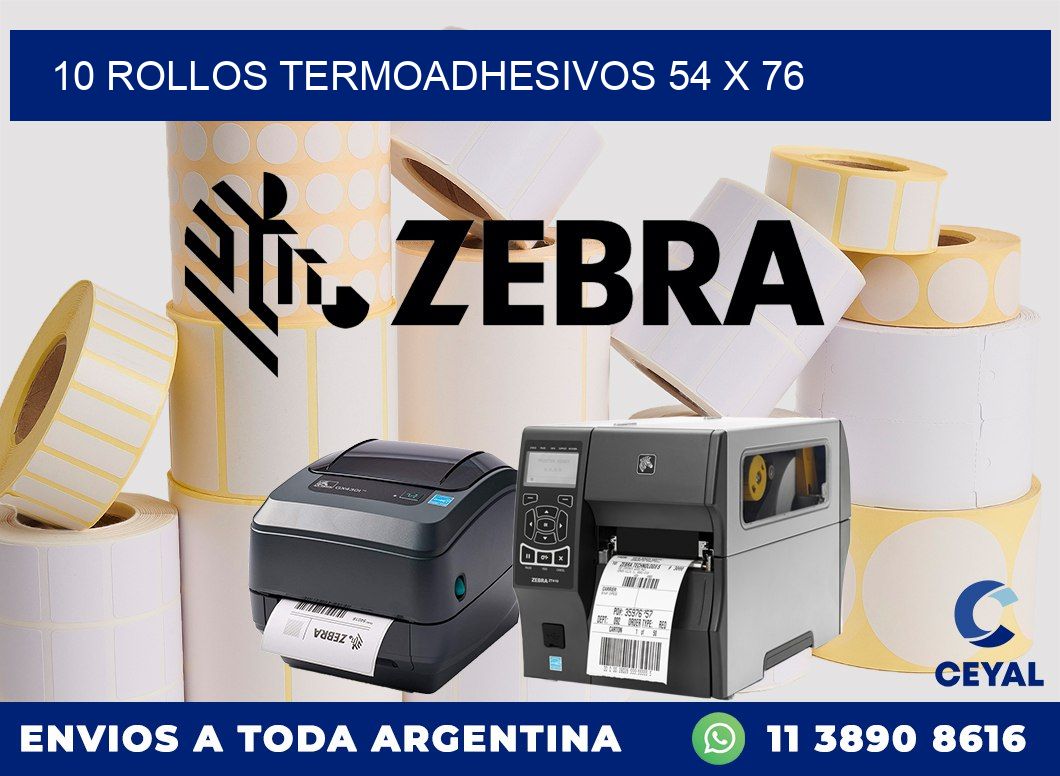 10 ROLLOS TERMOADHESIVOS 54 x 76